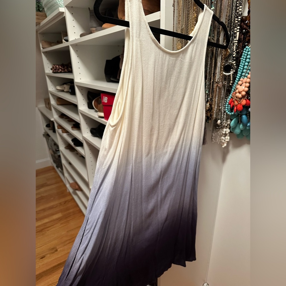 Entro Casual Dress White with Blue Ombré
